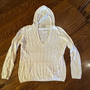 Ann Taylor LOFT white hooded sweater Large